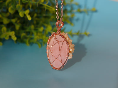 Sacred Success Rose Quartz and Citrine Necklace