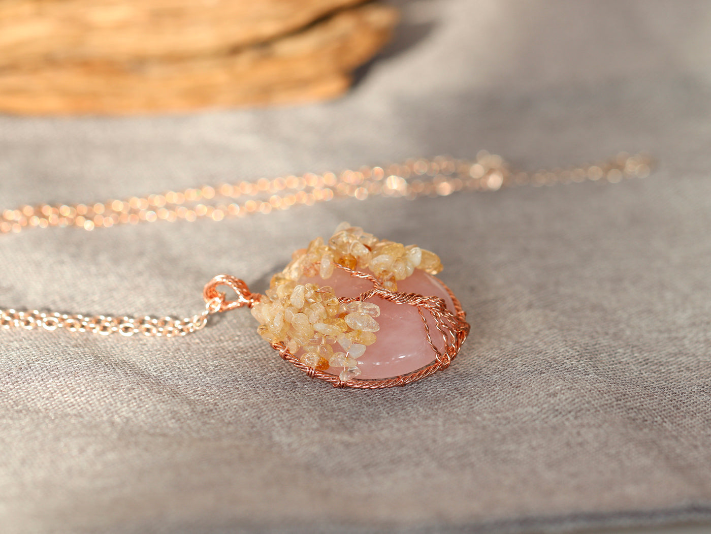 Sacred Success Rose Quartz and Citrine Necklace