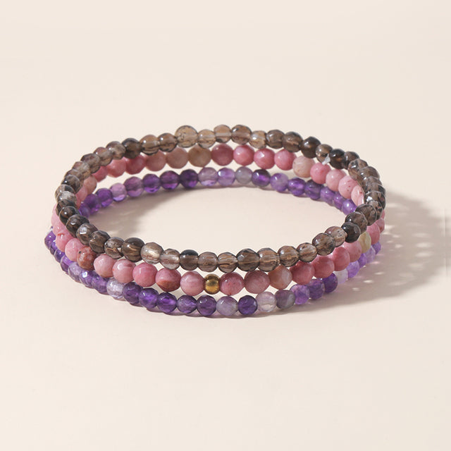 Triple Rhodonite Stone Bracelet Set