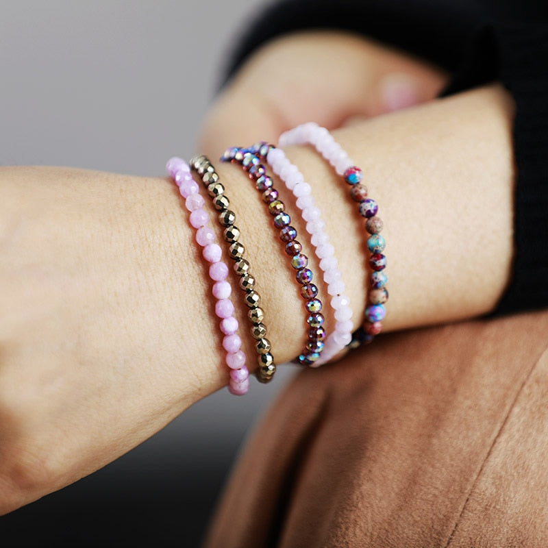 Purple Crystal Beads Stackable Bracelet