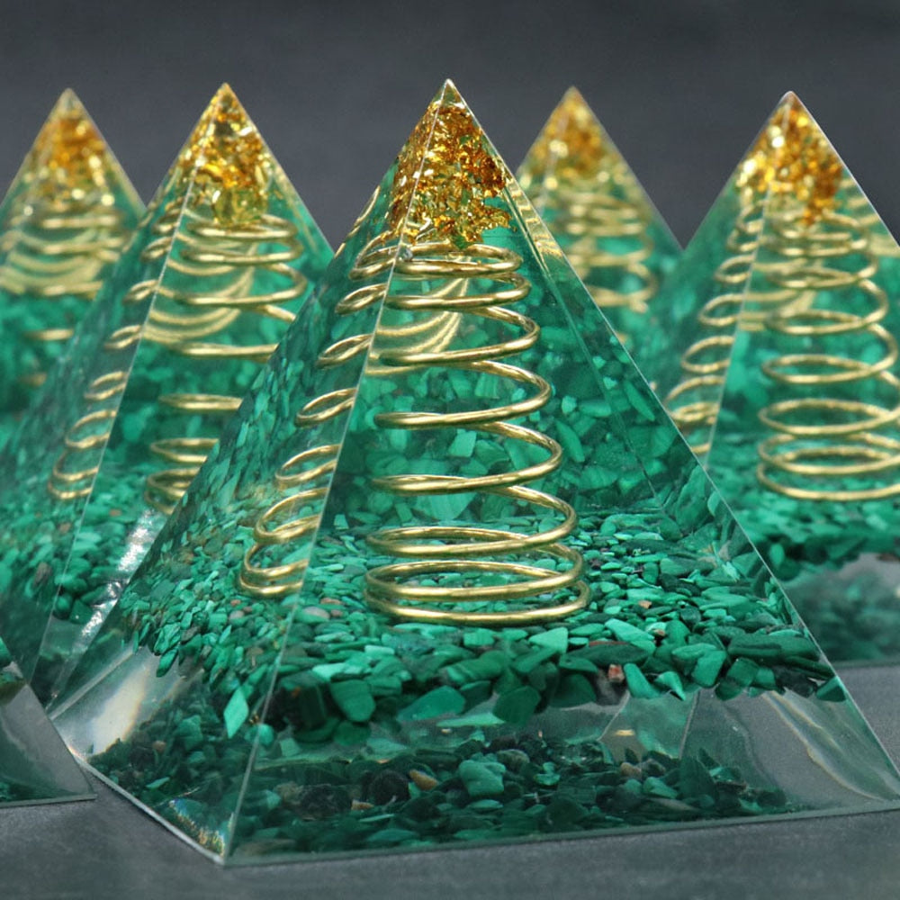 Malachite Spring Orgonite Pyramid