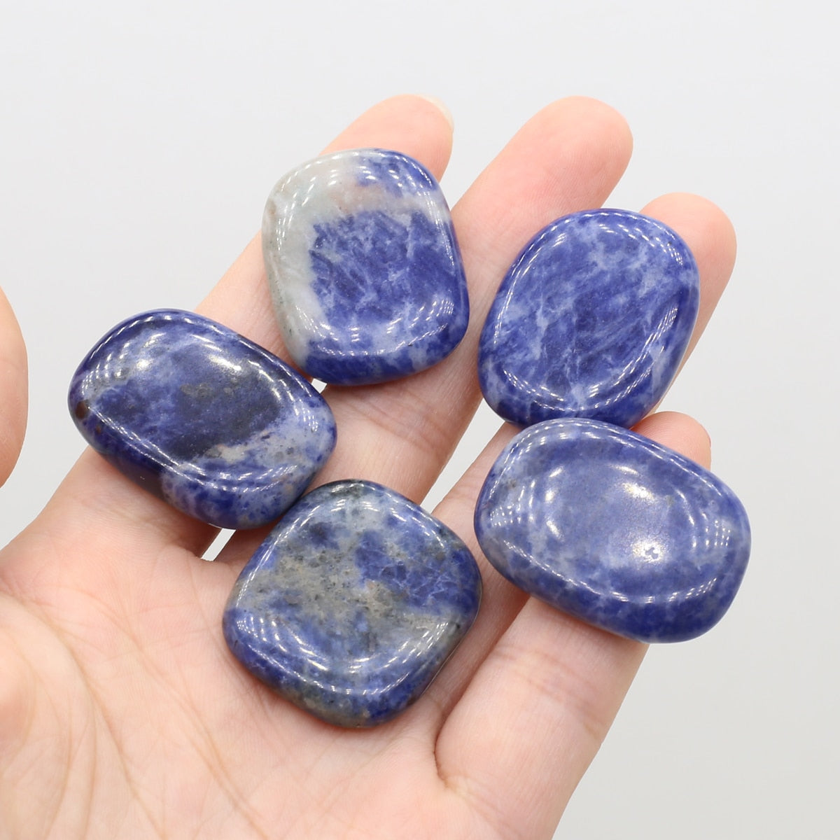 Sodalite Intuitive Oval Palm Stone Set