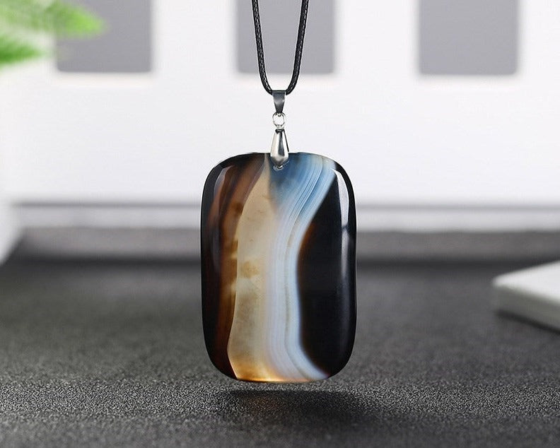 Black Striped Agate Necklace of Strength