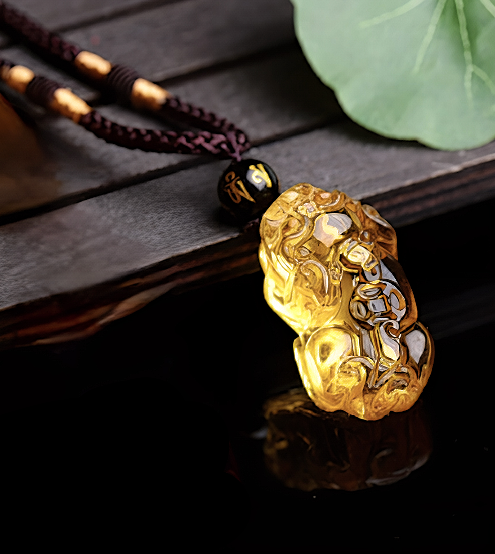 Amulet of Abundance Citrine Pi Xiu Necklace