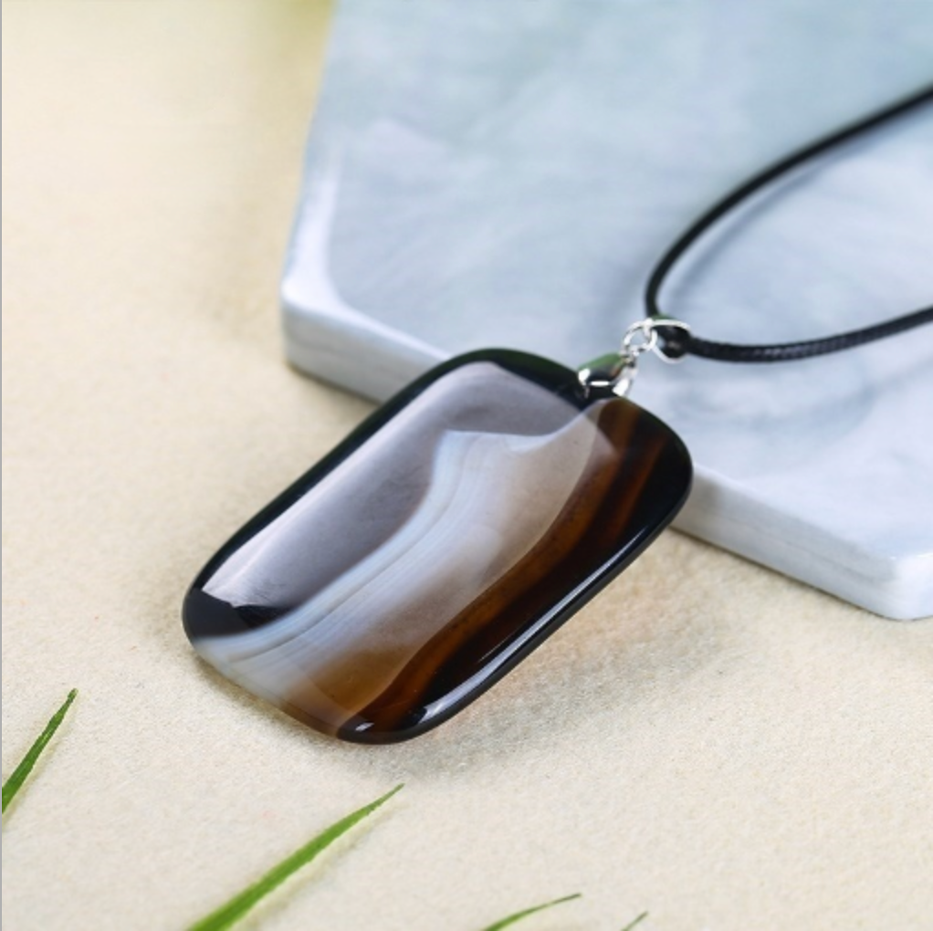 Black Striped Agate Necklace of Strength