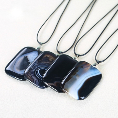 Black Striped Agate Necklace of Strength