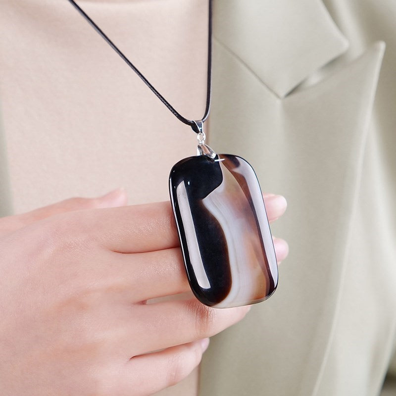 Black Striped Agate Necklace of Strength