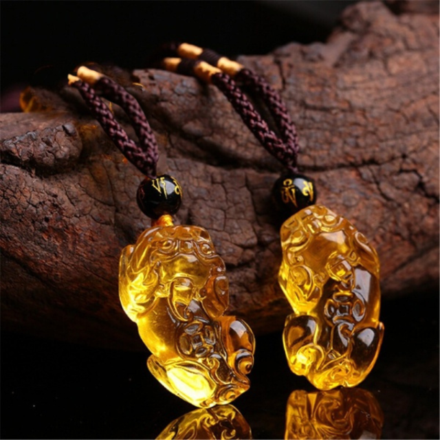 Amulet of Abundance Citrine Pi Xiu Necklace