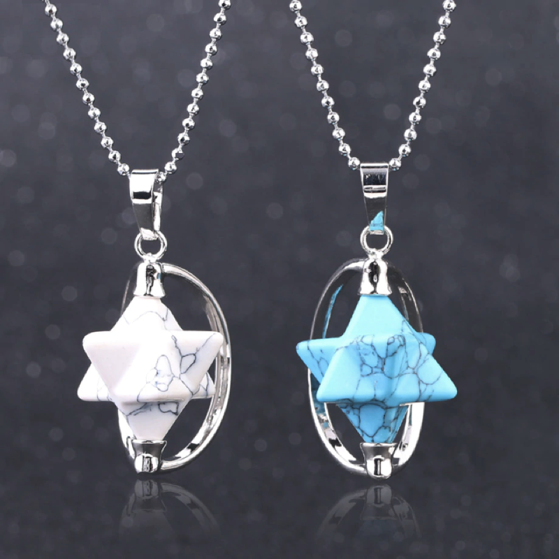 Natural Stone Merkaba Meditation Necklace