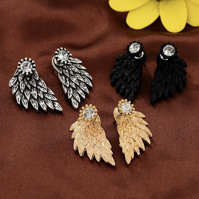 New Fashion Angel Wings Rhinestone Alloy Stud Earrings