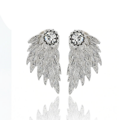 New Fashion Angel Wings Rhinestone Alloy Stud Earrings