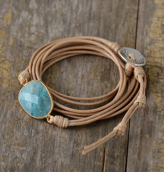 Amazonite Leather Wrap Bracelet Bracelet