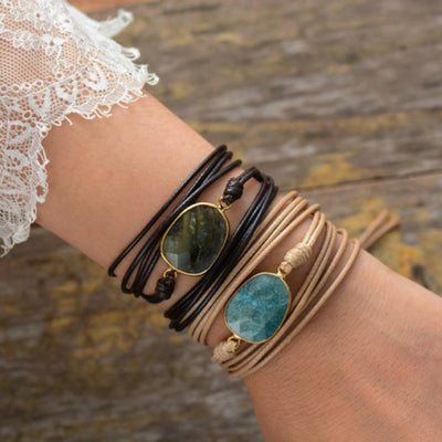 Amazonite Leather Wrap Bracelet Bracelet