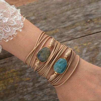 Amazonite Leather Wrap Bracelet Bracelet