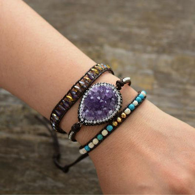 Amethyst Druzy Wrap Bracelet Bracelet