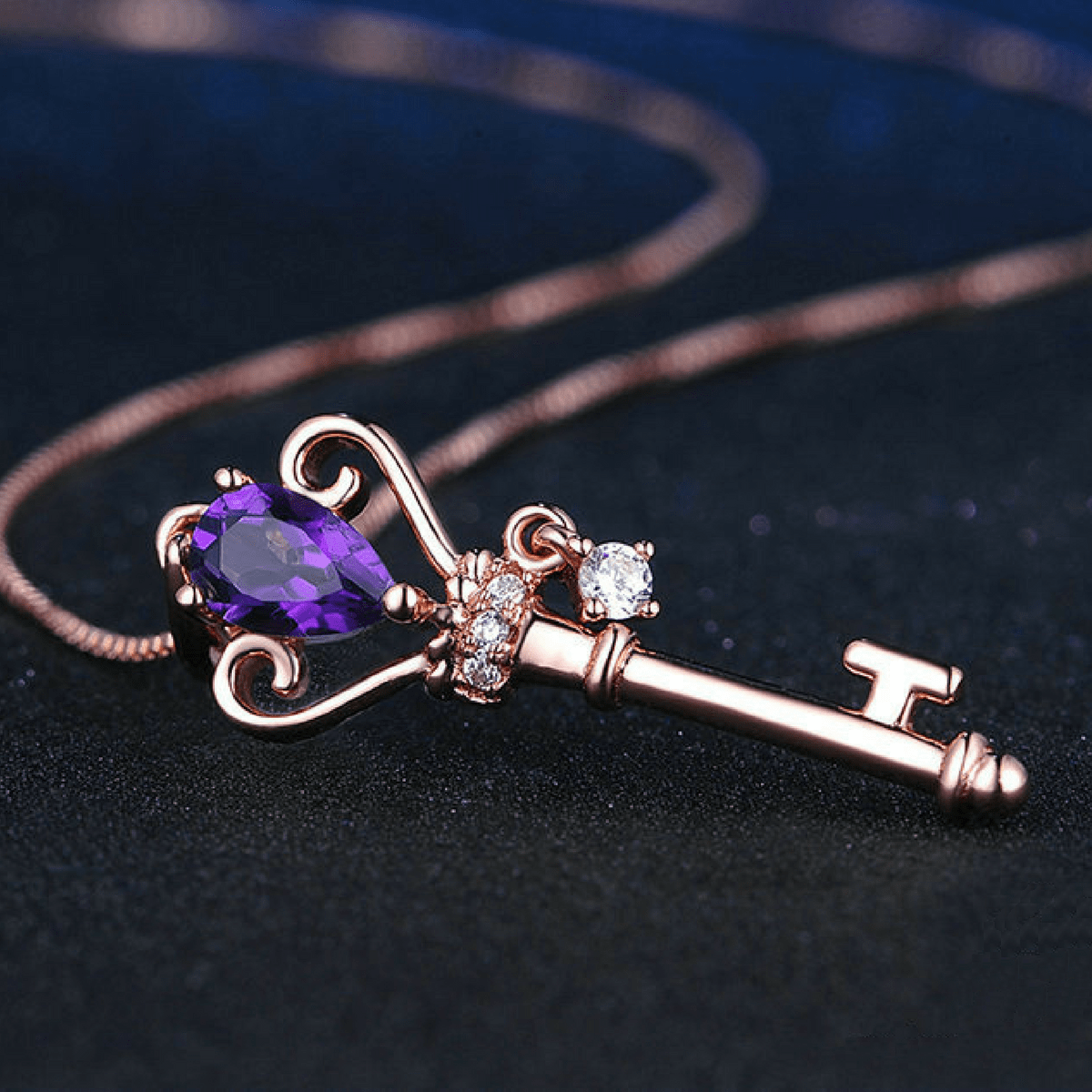 Amethyst Key of Transformation Necklace Necklace