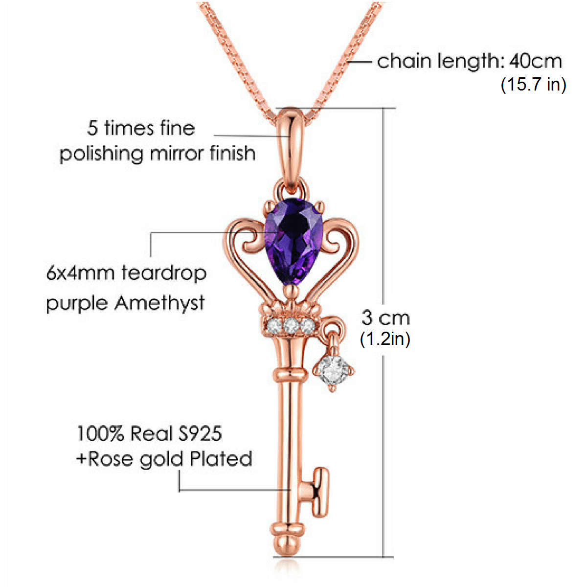 Amethyst Key of Transformation Necklace Necklace