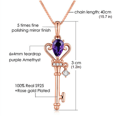 Amethyst Key of Transformation Necklace Necklace