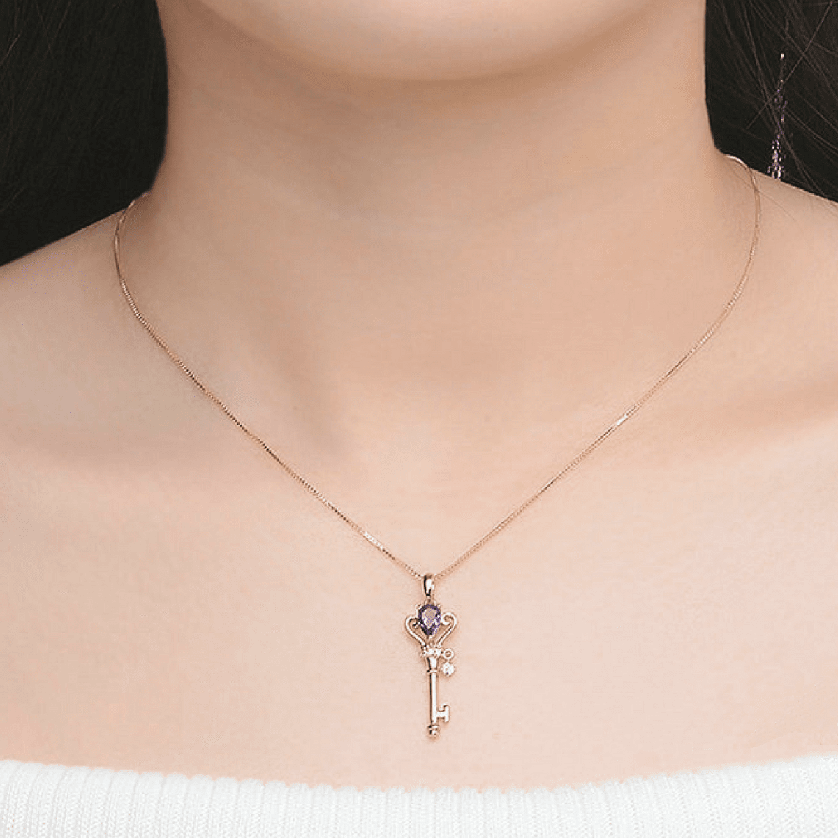 Amethyst Key of Transformation Necklace Necklace