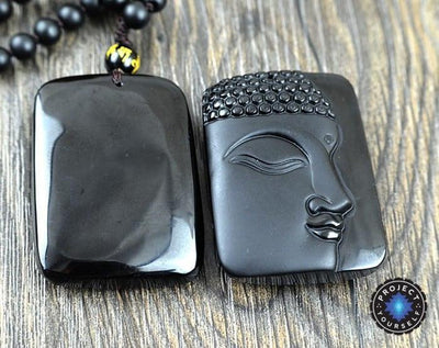 Beautiful Obsidian Buddha Necklace Necklace