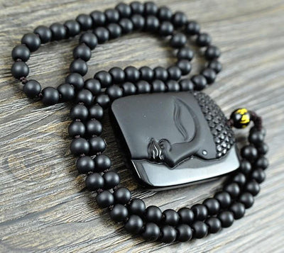 Beautiful Obsidian Buddha Necklace Necklace