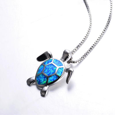 Blue Opal Turtle Necklace Necklace