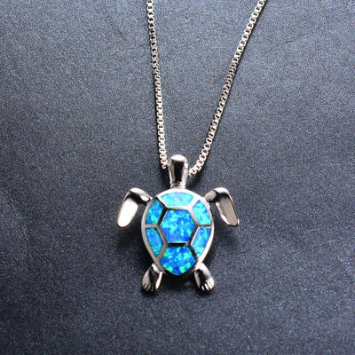 Blue Opal Turtle Necklace Necklace