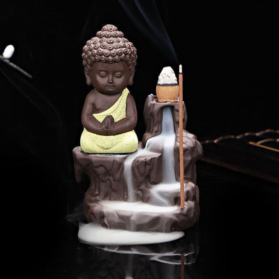 Buddha Backflow Incense Burner Yellow Incense Holder