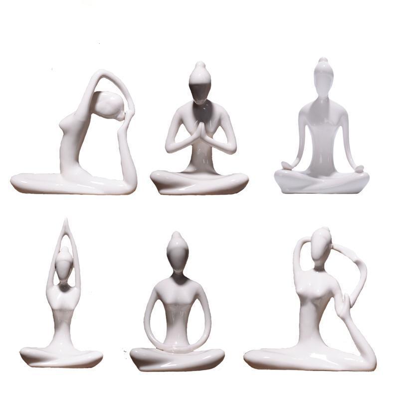 Ceramic Yoga Lady Figurine Decor