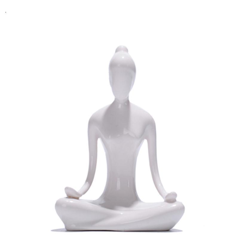 Ceramic Yoga Lady Figurine Decor