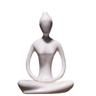 Ceramic Yoga Lady Figurine Decor