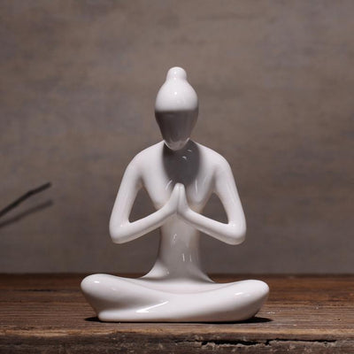 Ceramic Yoga Lady Figurine Decor