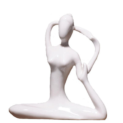 Ceramic Yoga Lady Figurine Decor