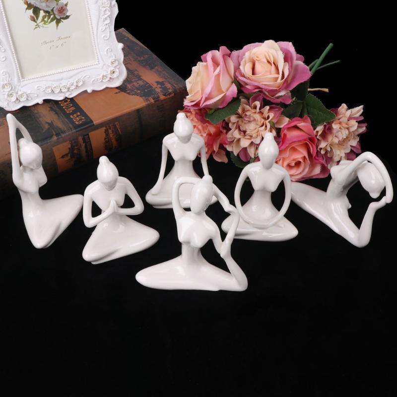 Ceramic Yoga Lady Figurine Decor