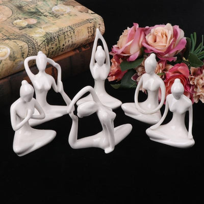 Ceramic Yoga Lady Figurine Decor