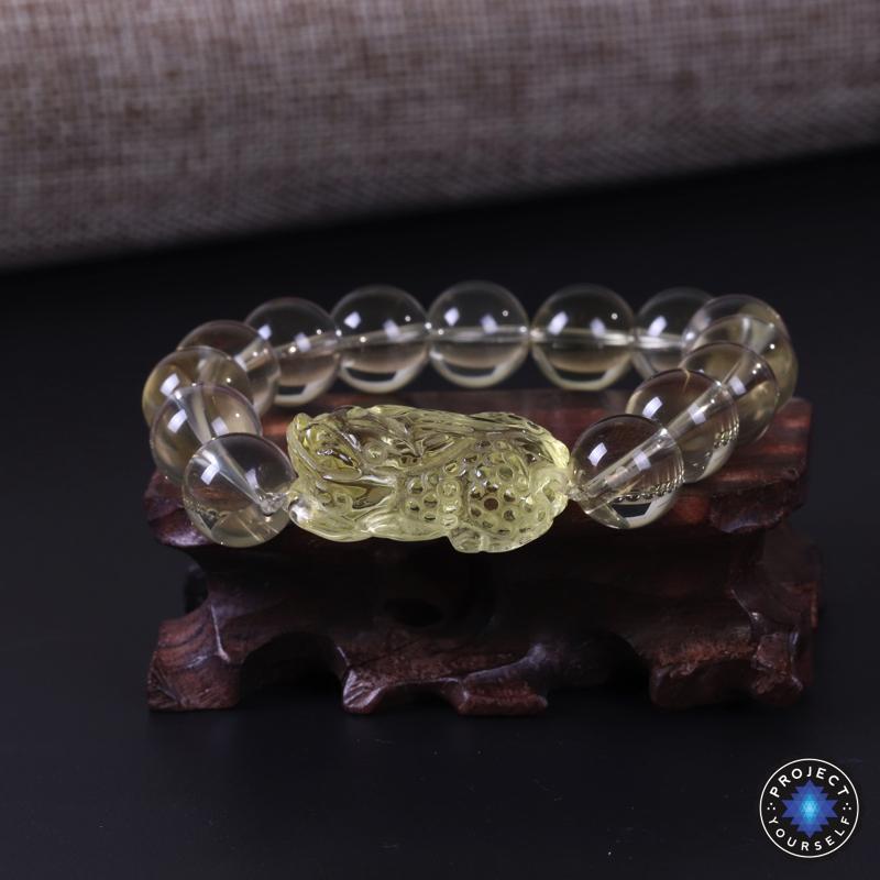 CERTIFIED Natural Citrine Pi Xiu Wealth and Prosperity Bracelet 12mm WITH Pi Xiu Bracelet