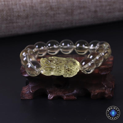 CERTIFIED Natural Citrine Pi Xiu Wealth and Prosperity Bracelet 12mm WITH Pi Xiu Bracelet