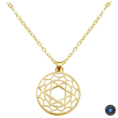 Chakra Energy Pendant Necklace Heart Chakra Anahata / Gold Plated / 16inch (40.5cm) Chakra Necklace