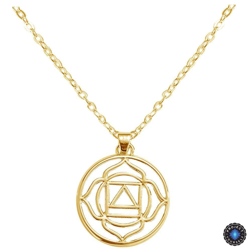 Chakra Energy Pendant Necklace Root Chakra Muladhara / Gold Plated / 16inch (40.5cm) Chakra Necklace
