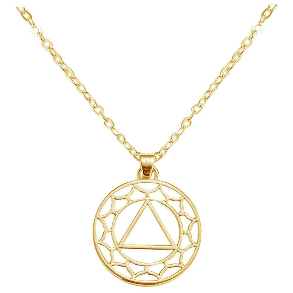 Chakra Energy Pendant Necklace Solar Plexus Chakra Manipura / Gold Plated / 16inch (40.5cm) Chakra Necklace