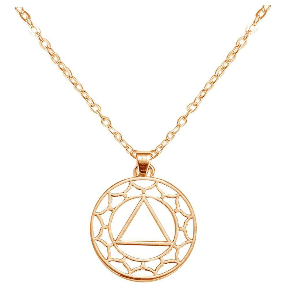 Chakra Energy Pendant Necklace Solar Plexus Chakra Manipura / Rose Gold Plated / 16inch (40.5cm) Chakra Necklace