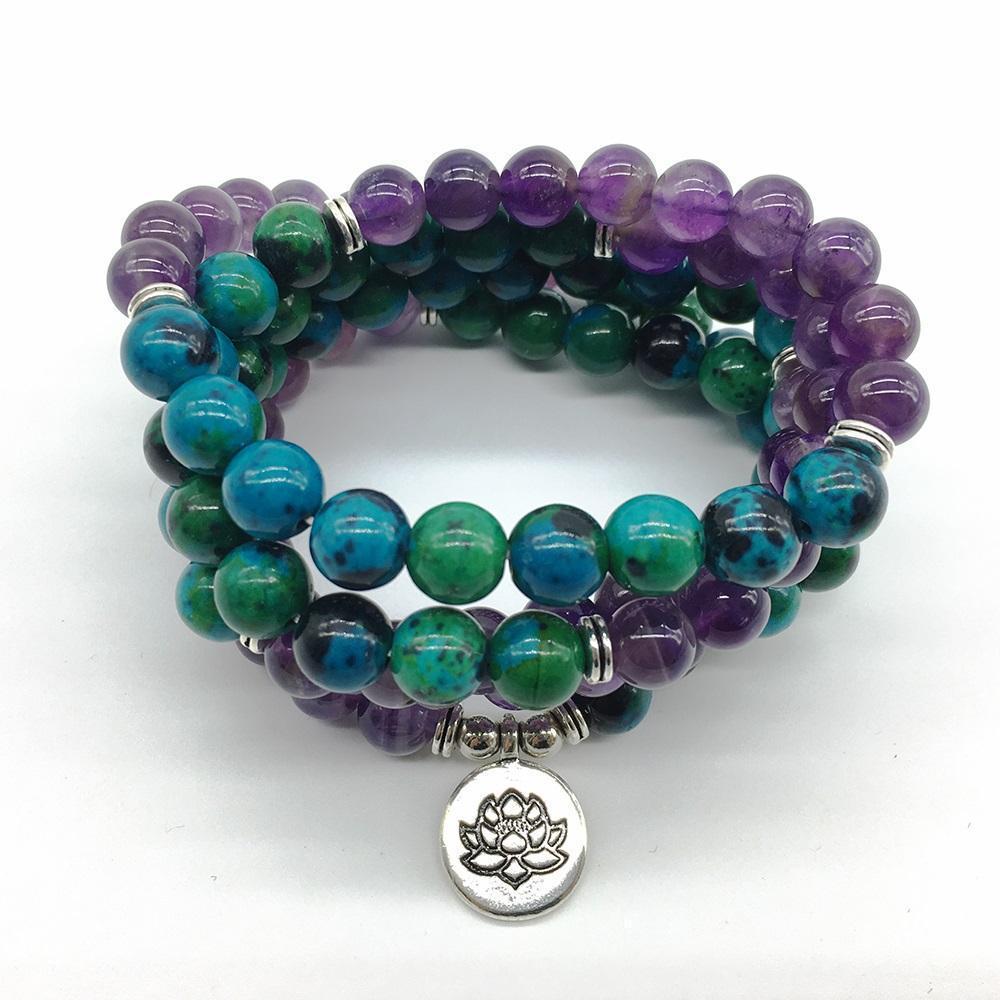 Chrysocolla Amethyst 108 Mala Mala