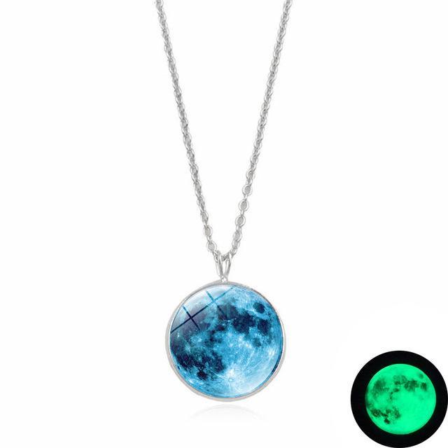 Dark Side of The Moon Necklace Blue Necklace