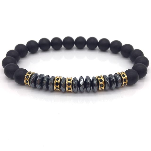 Elegant Hematite and Tiger Eye Crystal Paved Bracelet Hematite Gold Bracelet