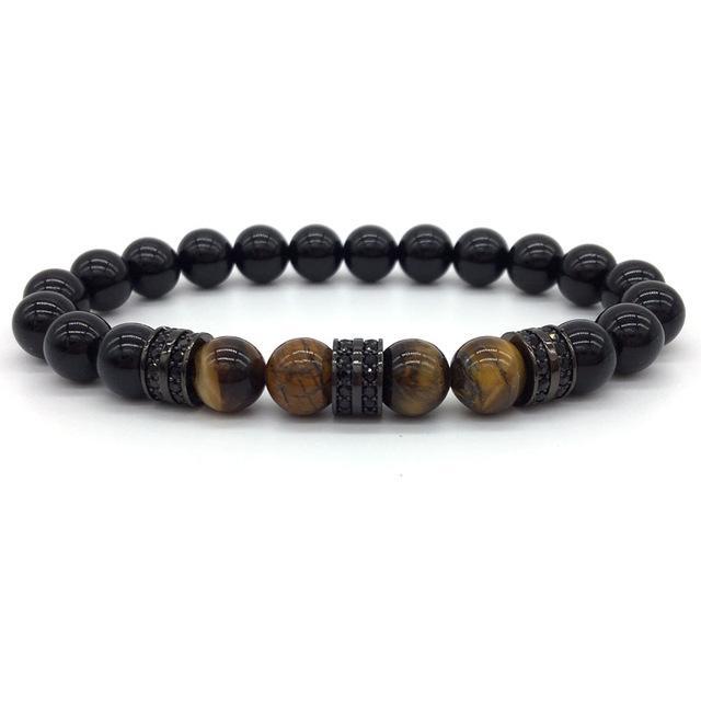 Elegant Hematite and Tiger Eye Crystal Paved Bracelet Tiger Eye Gloss Black Bracelet