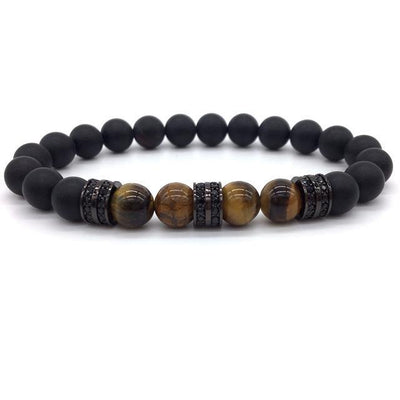 Elegant Hematite and Tiger Eye Crystal Paved Bracelet Tiger Eye Matte Black Bracelet