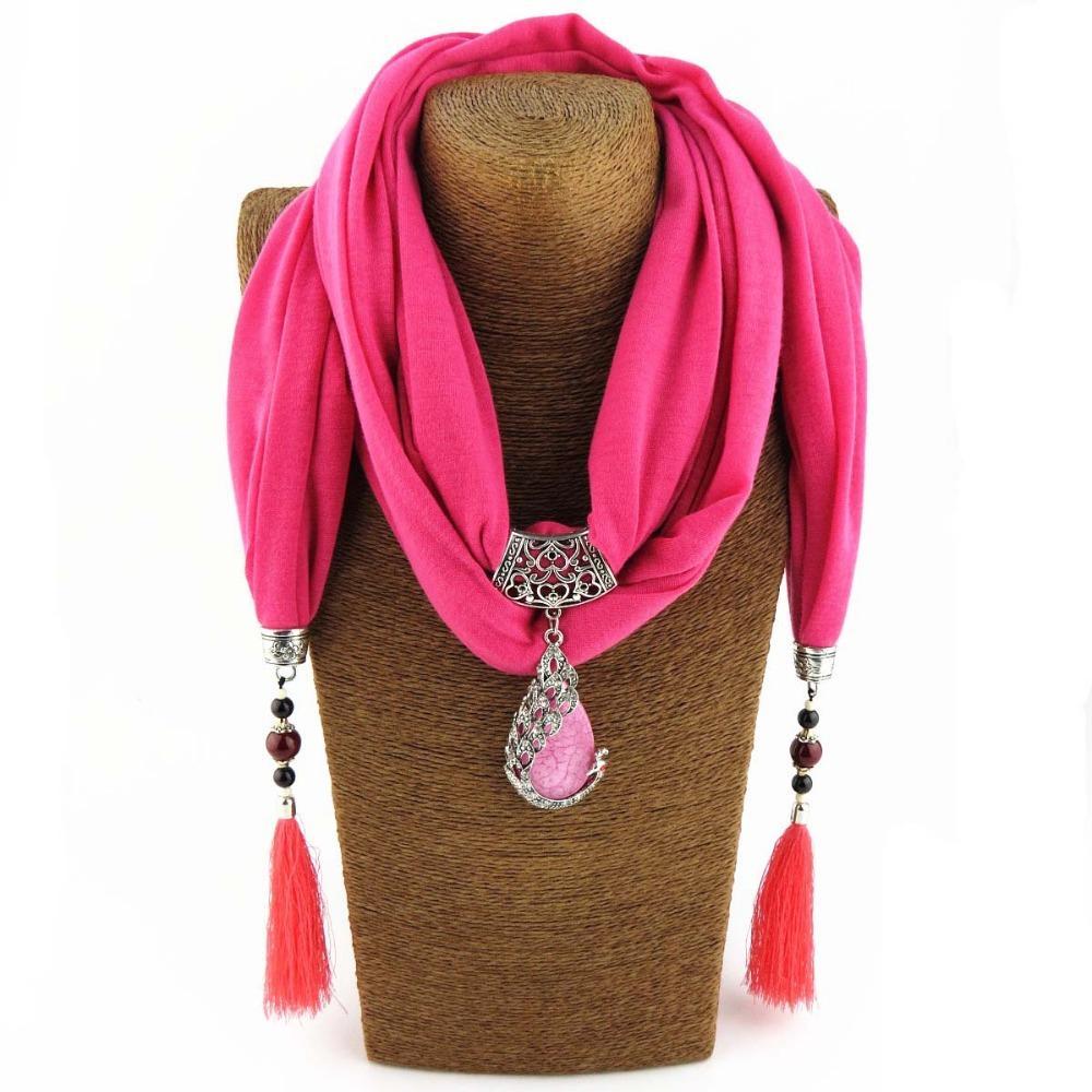 Enchanting Phoenix Stone Tasseled Scarf Pink Clothing