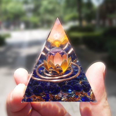 Lapis Lazuli Orgonite Lotus Pyramid