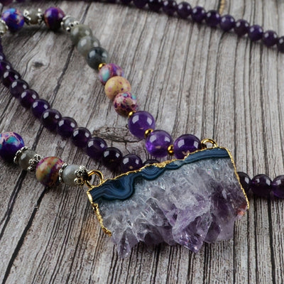 Ethnic Amethyst Slice Necklace