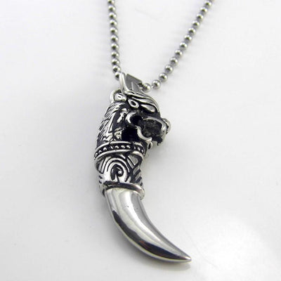 Gallant Dragon Titanium Pendant Necklace Silver Necklace